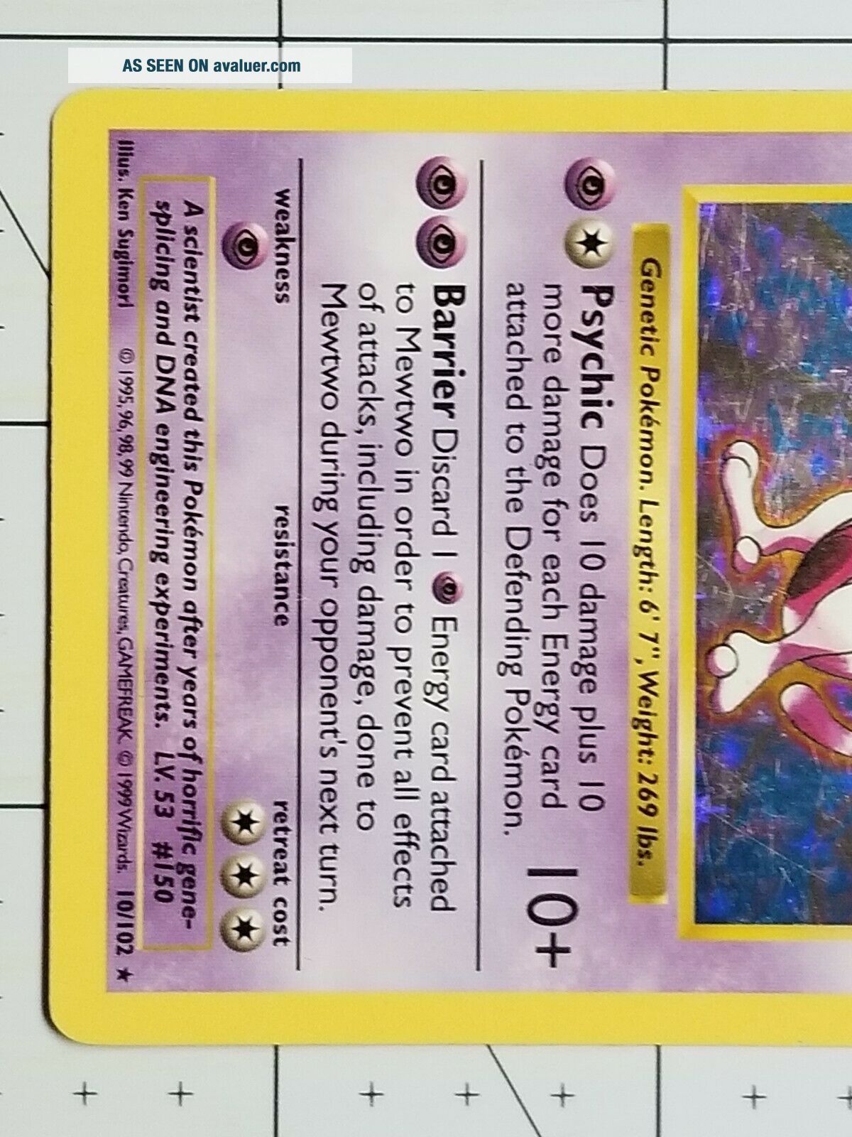 Shadowless Mewtwo Holo Rare Base Set Pokemon Card 10/102 VG/EX | #8178705