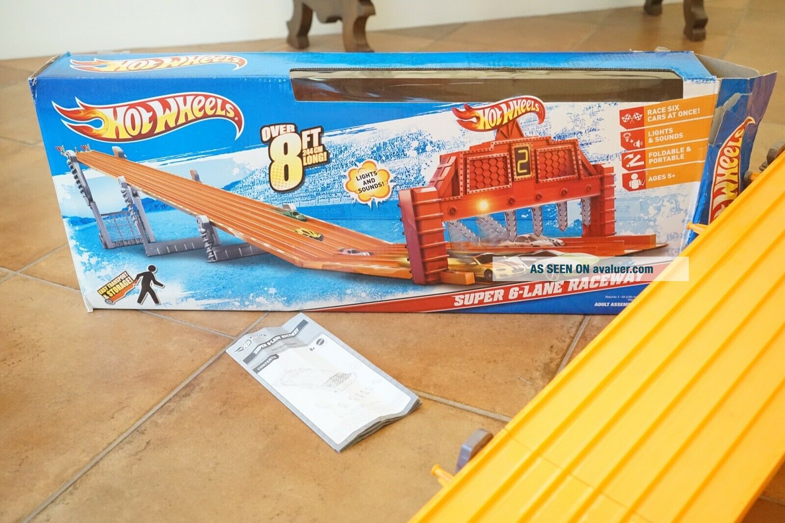 HOT WHEELS 6 Lane Raceway Fold Race Track 8ft Long Lights & Sounds ...