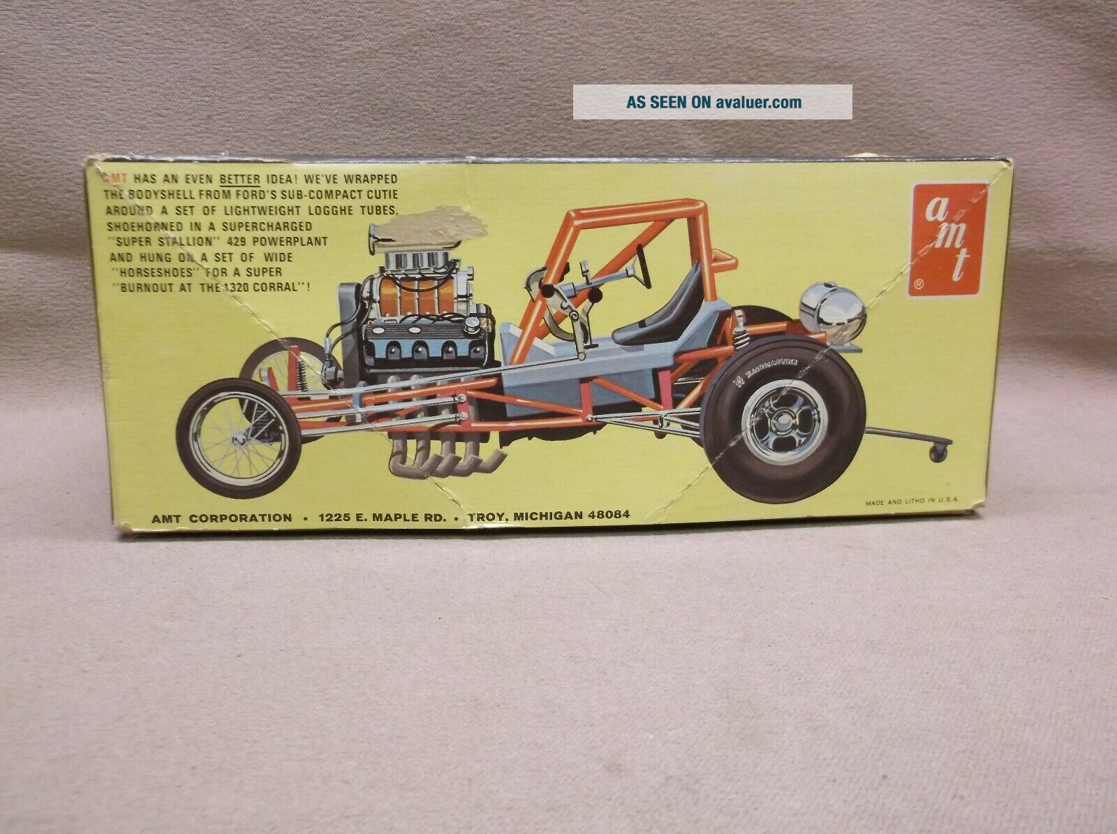 VINTAGE AMT CRAZY HORSE FORD PINTO FUNNY CAR MODEL KIT BOX INSTRUCTIONS ...