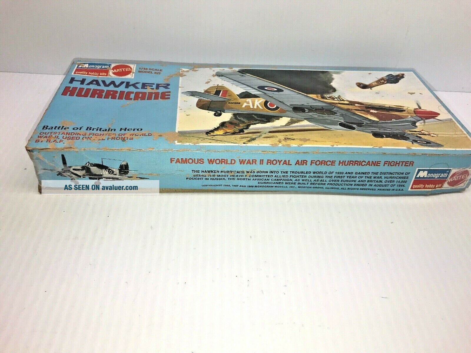 Vintage 1964 Monogram Royal Air Force Hawker Hurricane MK IIC 1/48 ...