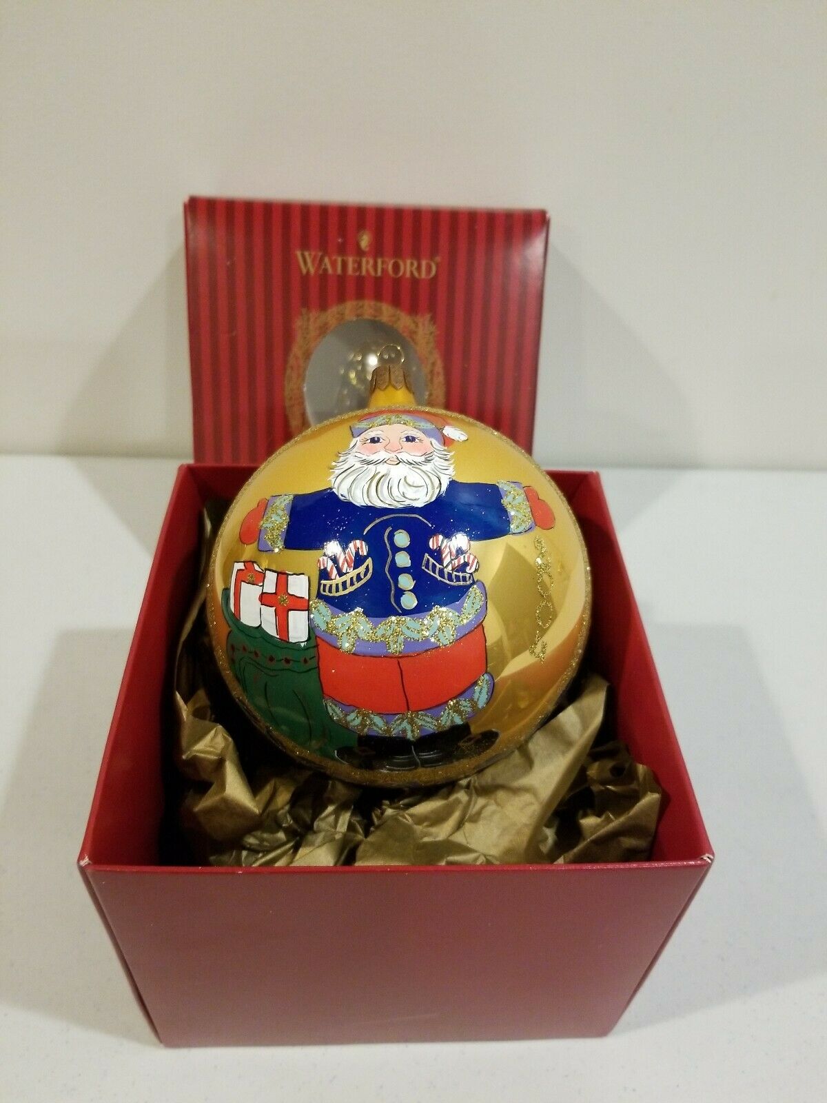 2004 Waterford Holiday Heirlooms Christmas Large Santa Ball Ornament ...