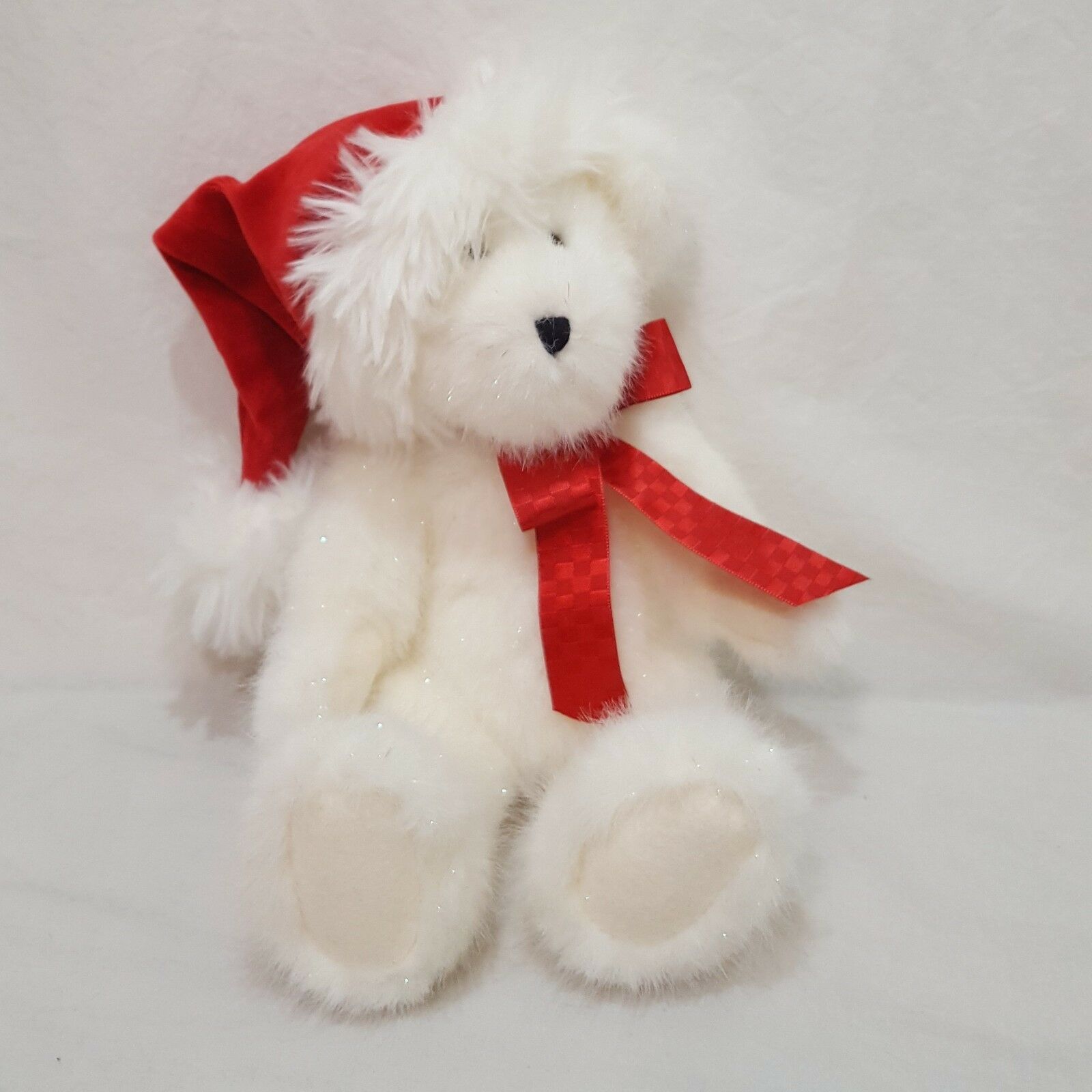 White Santa Teddy Bear Christmas Stuffed Animal Plush Boyds Bears Red ...