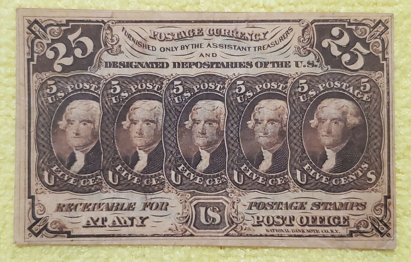 1863 25c Twenty Five Cents United States Fractional Currency 3rd Issue ...